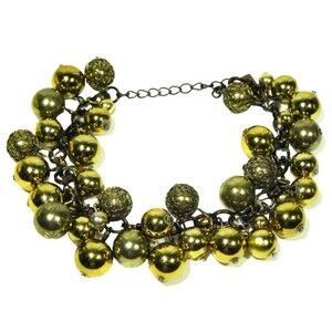 Chunky Beaded Bracelet Daisy Fuentes Gold Tone Dangle